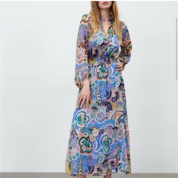 Zara Dresses & Skirts - Zara paisley dress bohemian SZ s In blue